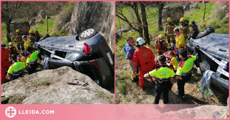 Ferits lleus els quatre ocupants d'un turisme que ha caigut pel marge d'una pista forestal