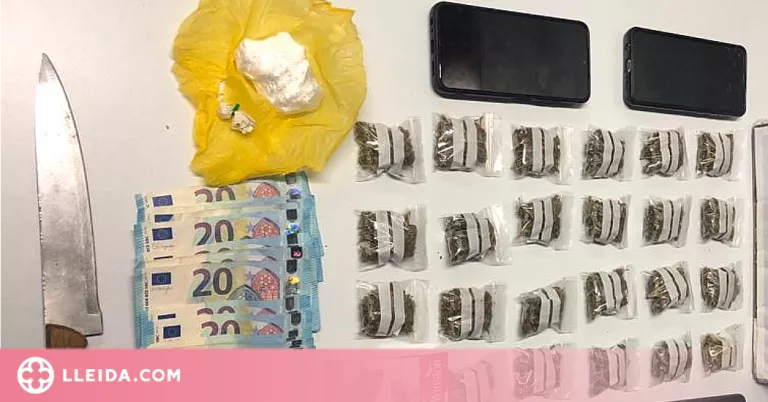 Tres detinguts per portar marihuana, cocaïna i un ganivet de grans dimensions a Lleida