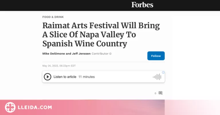 ⏯️ La revista Forbes es fa ressó del Raimat Arts Festival