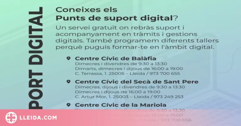 Nous tallers digitals als Punts de suport dels centres cívics de Lleida
