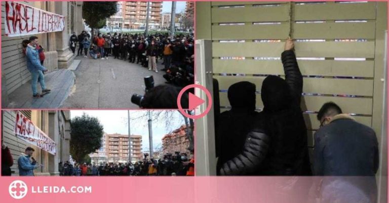 ⏯️ Manifestació en suport a Pablo Hasél davant del Rectorat, on s'ha tancat per evitar el seu empresonament