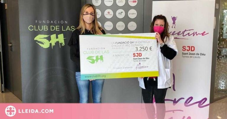 La Fundació 5H entrega un xec solidari per valor de 3250 € al Sant Joan de Déu de Lleida