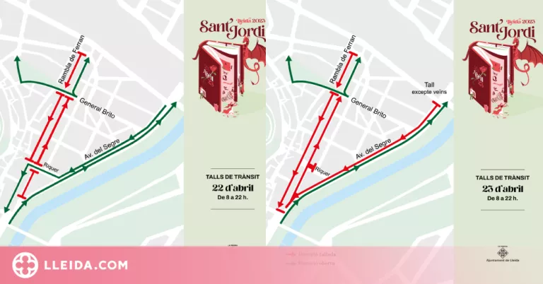 ℹ️ Talls i recomanacions de trànsit a Lleida per la Diada de Sant Jordi