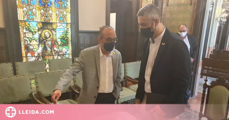 Primera trobada institucional de Bernat Solé i Miquel Pueyo