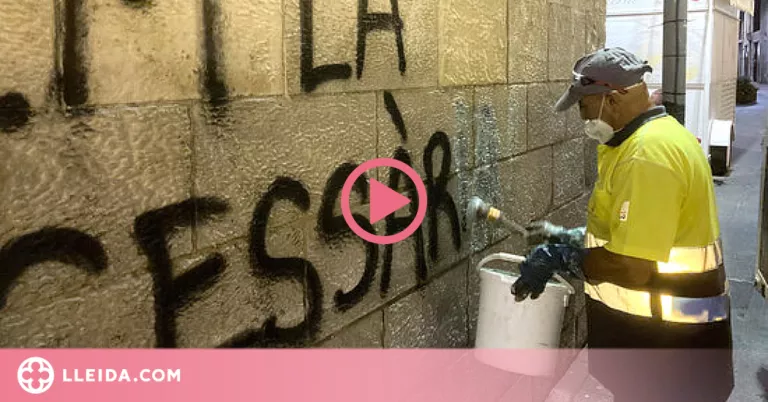 ⏯️ L'IEI de Lleida buscarà altres tècniques per acabar de netejar les pintades de la façana