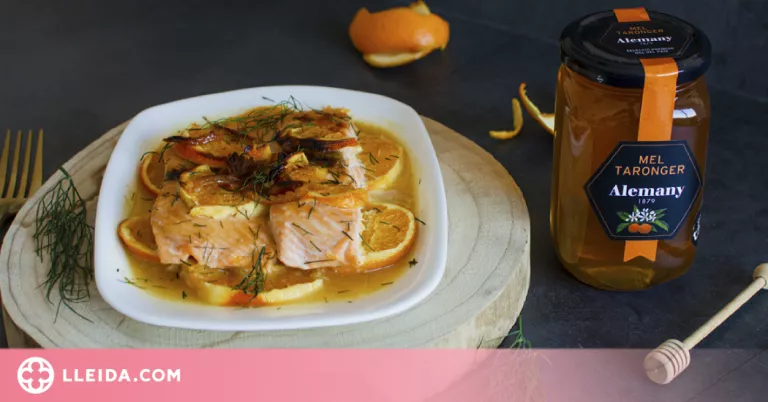Salmó a la taronja amb mel de taronger