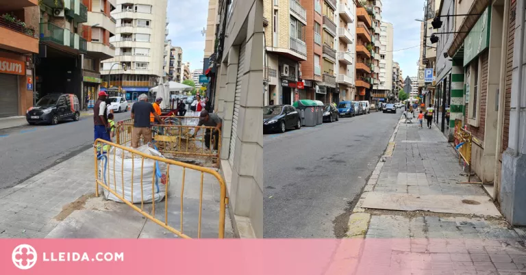 Inicien les obres d'ampliació de la vorera al carrer Vallcalent de Lleida