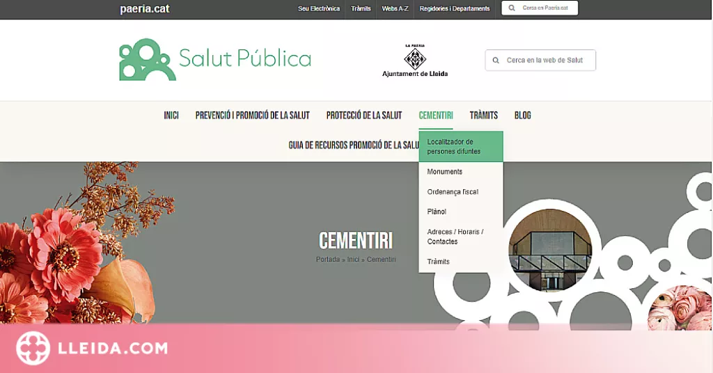 Una nova web permet localitzar el lloc d'enterrament dels difunts al cementiri de Lleida