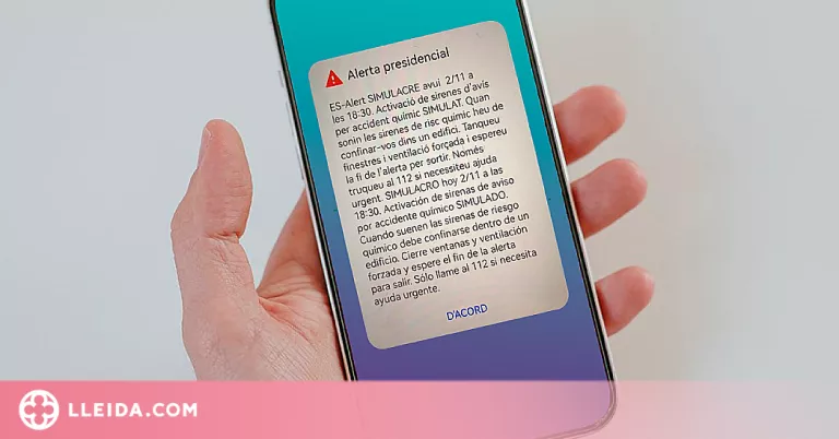 El servei d'alertes de protecció civil al telèfon mòbil en marxa a partir d'aquest dimarts