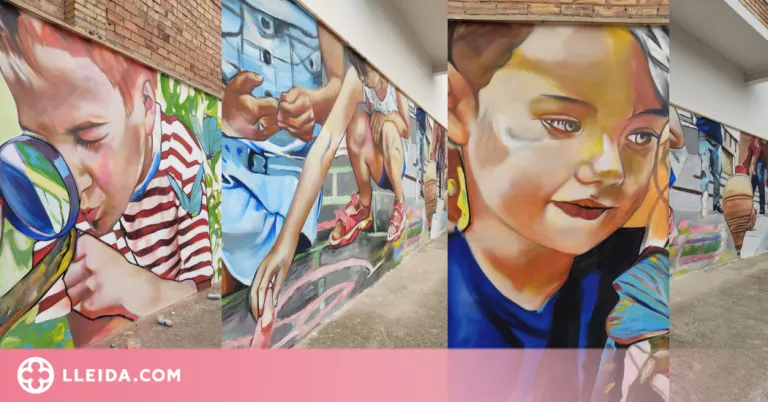 Montoliu de Lleida estrena nou mural de Lily Brick dedicat als jocs infantils tradicionals