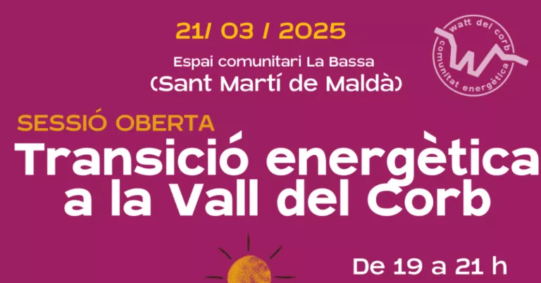 Jornada sobre transició energètica a la Vall del Corb: debat sobre el futur energètic del territori