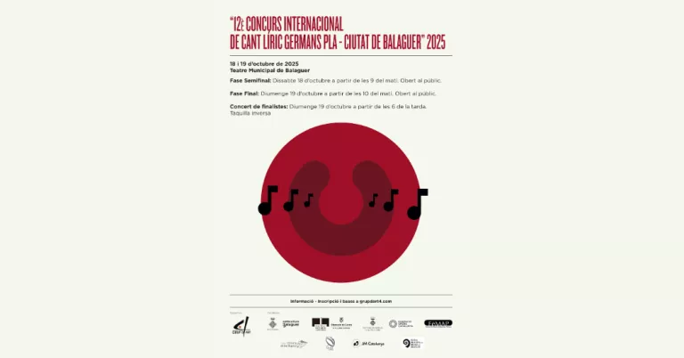 Oberta la convocatòria per al Concurs Internacional de Cant Líric Germans Pla-Ciutat de Balaguer