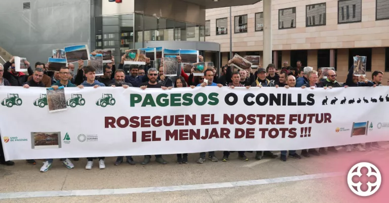 Representants agrícoles declaren pel suposat maltractament de conills en una protesta a Lleida