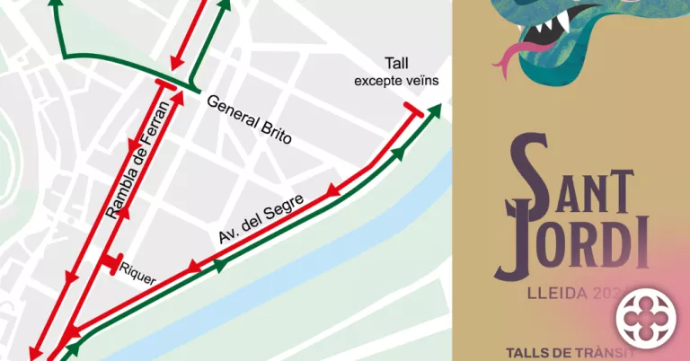 Talls i recomanacions de trànsit per la Diada de Sant Jordi 2024 a Lleida