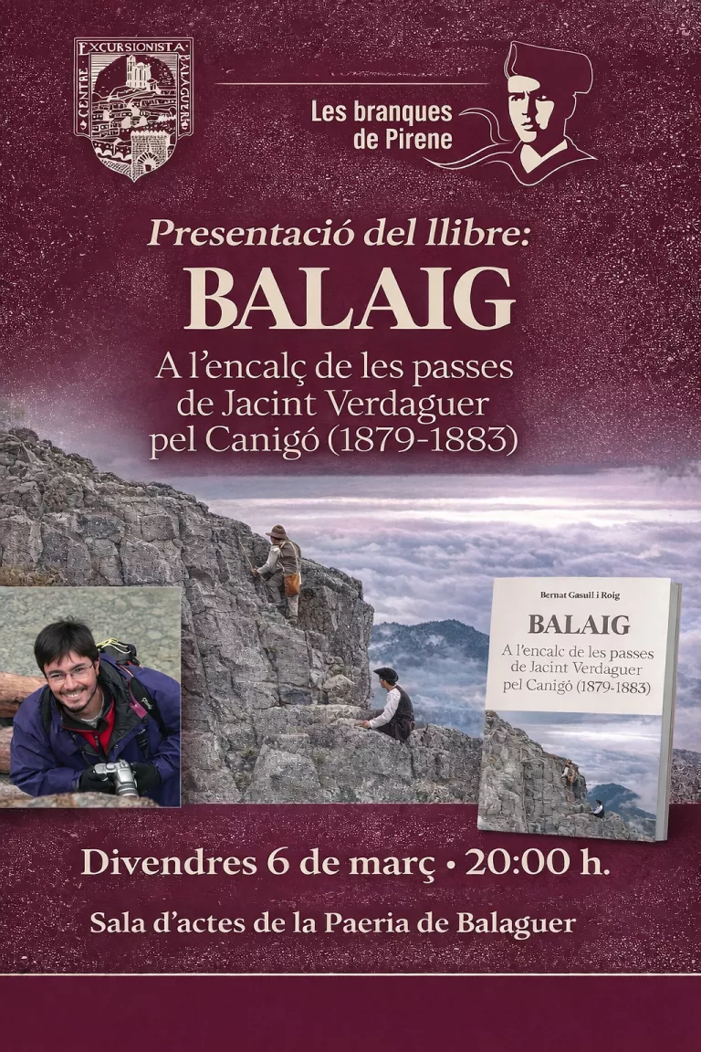 El Centre Excursionista de Balaguer presenta Balaig, un estudi sobre les passes de Jacint Verdaguer pel Canigó