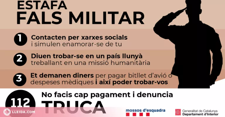 Estafen 118.000 euros a una lleidatana amb un nou cas del 'fals militar'