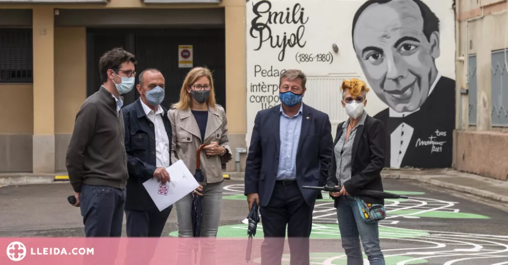 Lleida homenatja el Mestre Emili Pujol amb un mural i la vianalització del seu carrer
