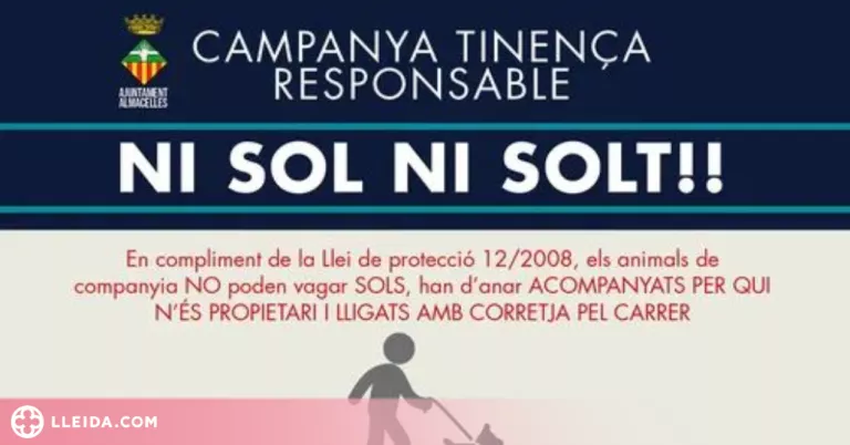 Almacelles multarà amb fins 300 euros qui no porti el seu gos degudament lligat