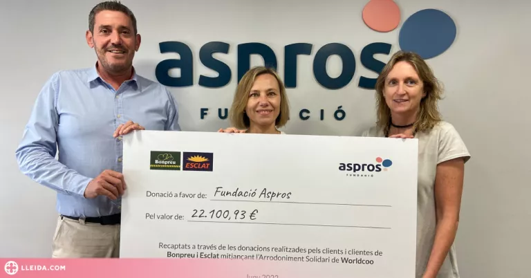 Aspros rep més de 22.000 euros de l’arrodoniment solidari de Bonpreu i Esclat