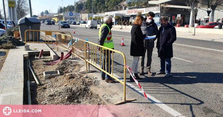 Obres per habilitar un nou pas de vianants en una de les entrades a Lleida