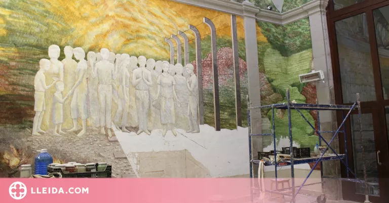 Josep Minguell reivindica la pintura al fresc en plena pandèmia amb un mural de 100 metres quadrats