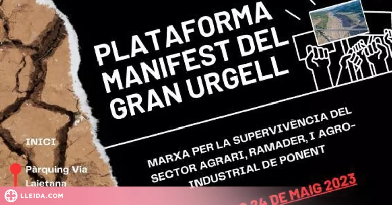 Organitzacions i els canals d'Urgell i Segarra-Garrigues protestaran per l'aigua a Barcelona