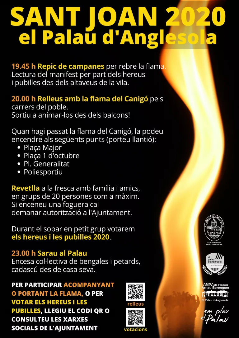 El Palau d'Anglesola celebrarà una revetlla de Sant Joan adaptada a la pandèmia