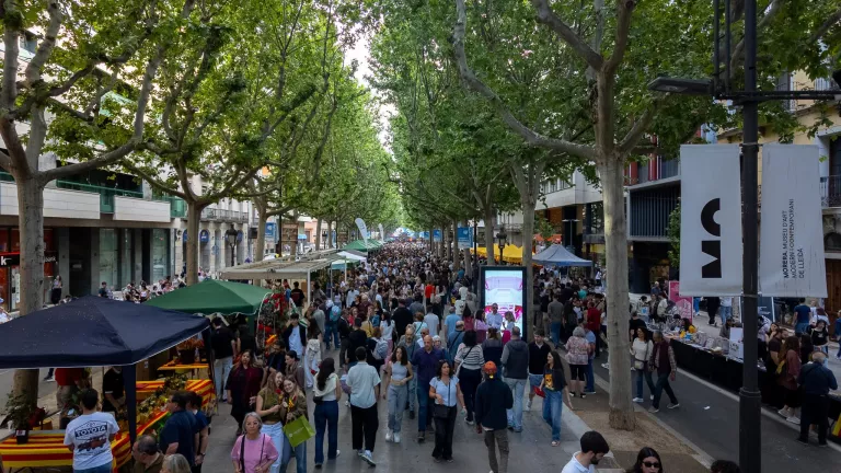 Lleida viu un Sant Jordi amb més espai, més parades i carrers plens