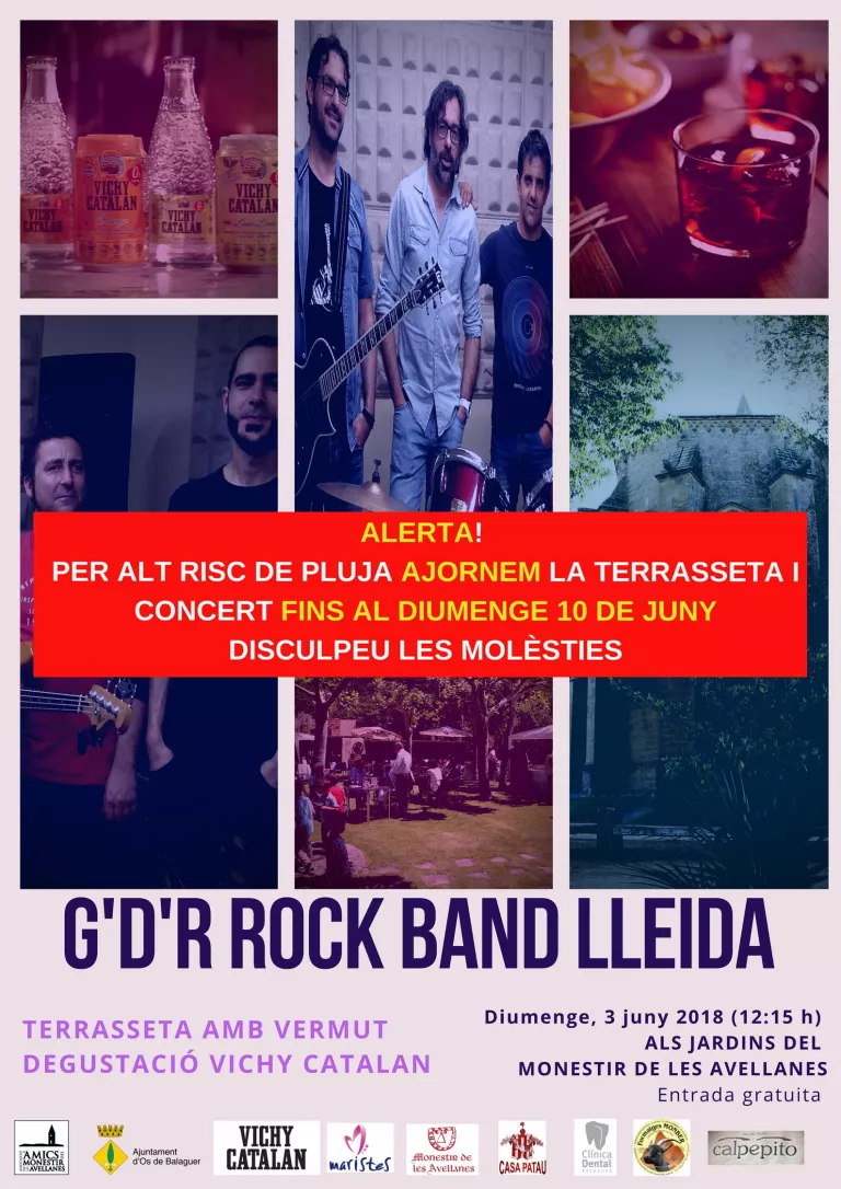 Concert GDR Rock i Terrasseta ajornat pel dia 10 de juny