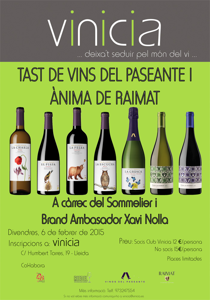 Tast de vins "Vinos del Paseante" i "Ànima de Raimat"