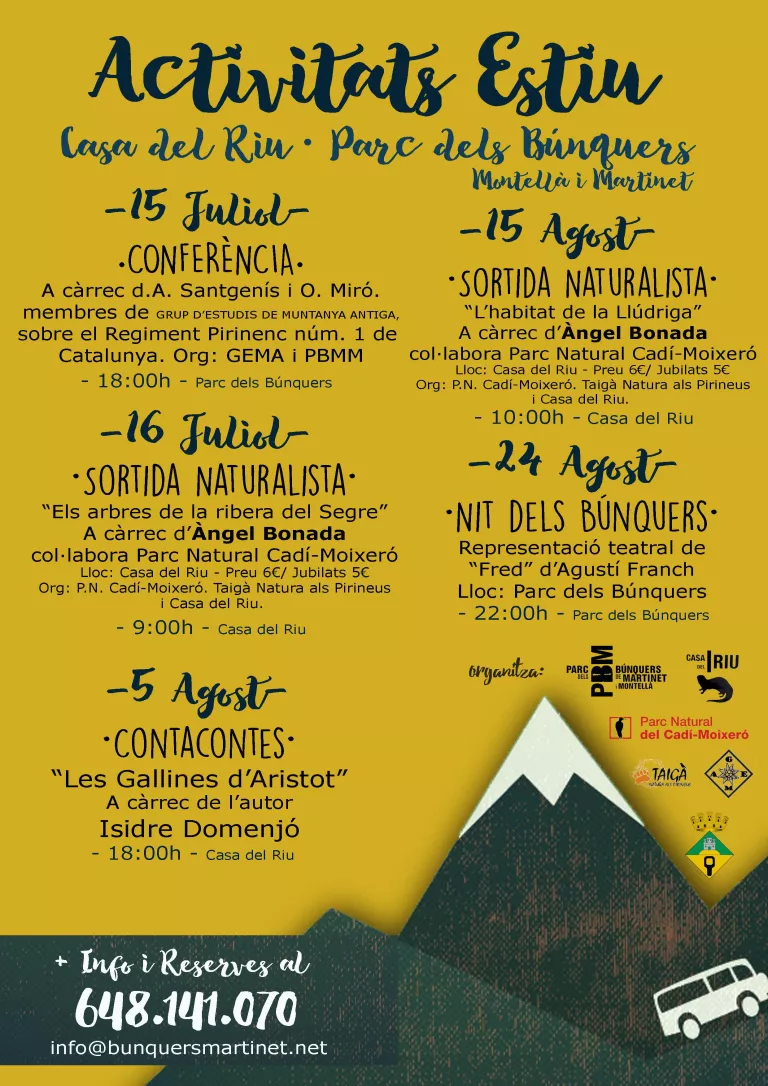 Agenda activitats estiu Parc dels Búnquers