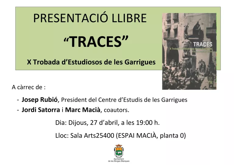 Cartell de la presentació del llibre "Traces"