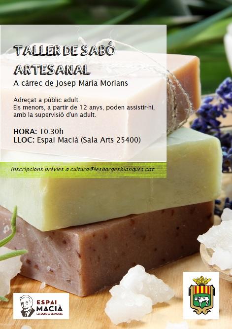 Cartell del taller de sabó artesanal a l'Espai Macià.