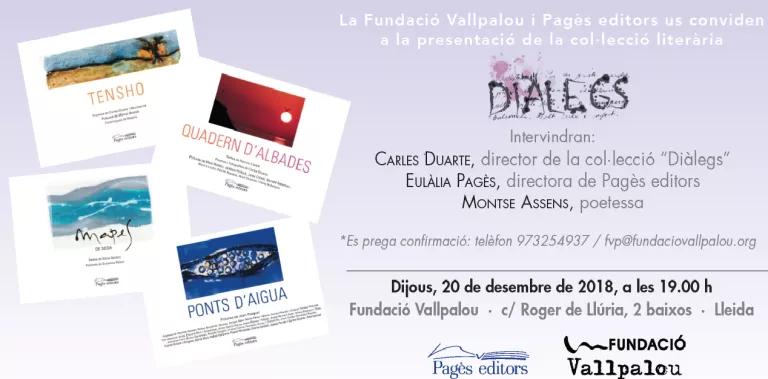 La Fundació Vallpalou i Pagès editors presenten la col·lecció literària 'Diàlegs'