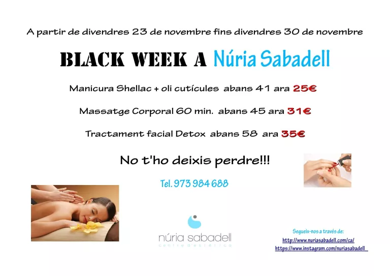 Fins al 30 de novembre, Black Week a Núria Sabadell!