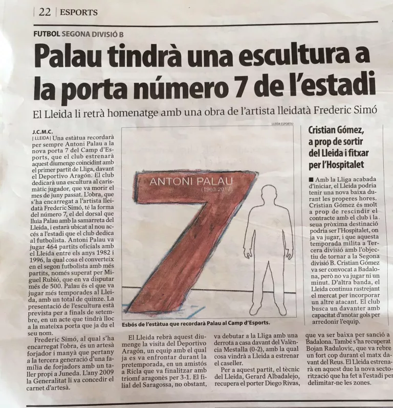 Frederic Simó és l'encarregat de confeccionar l'escultura en homenatge a Antoni Palau