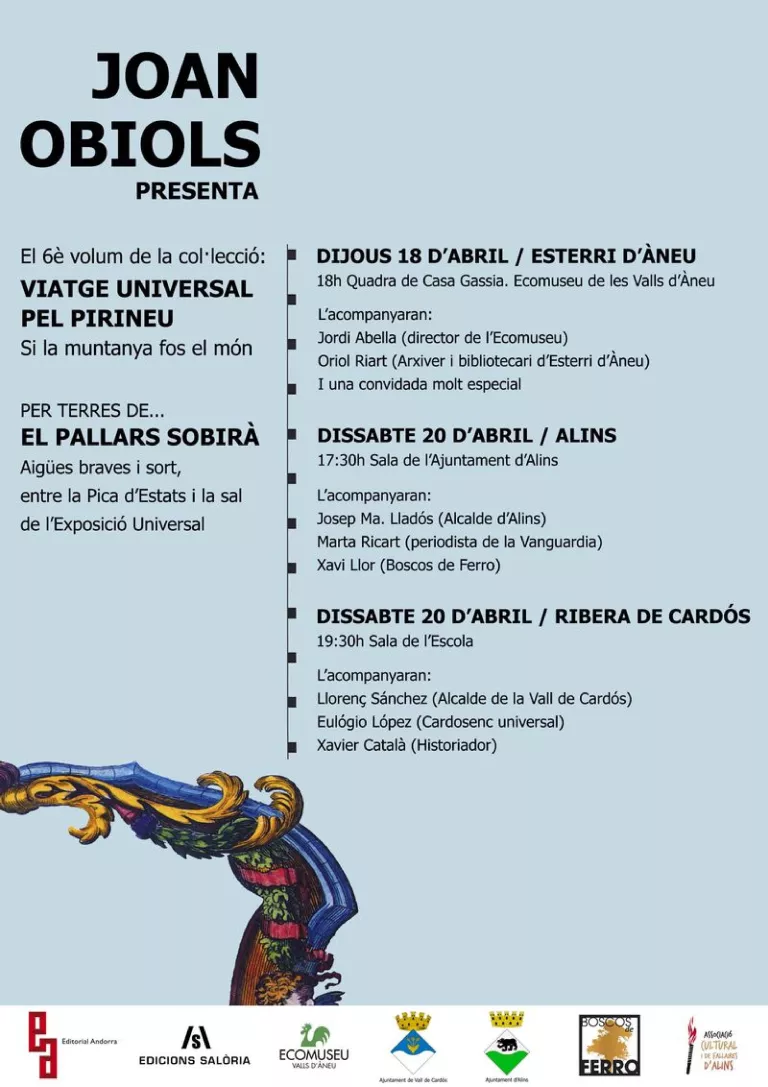 Joan Obiols presenta el seu nou llibre, dedicat al Pallars Sobirà