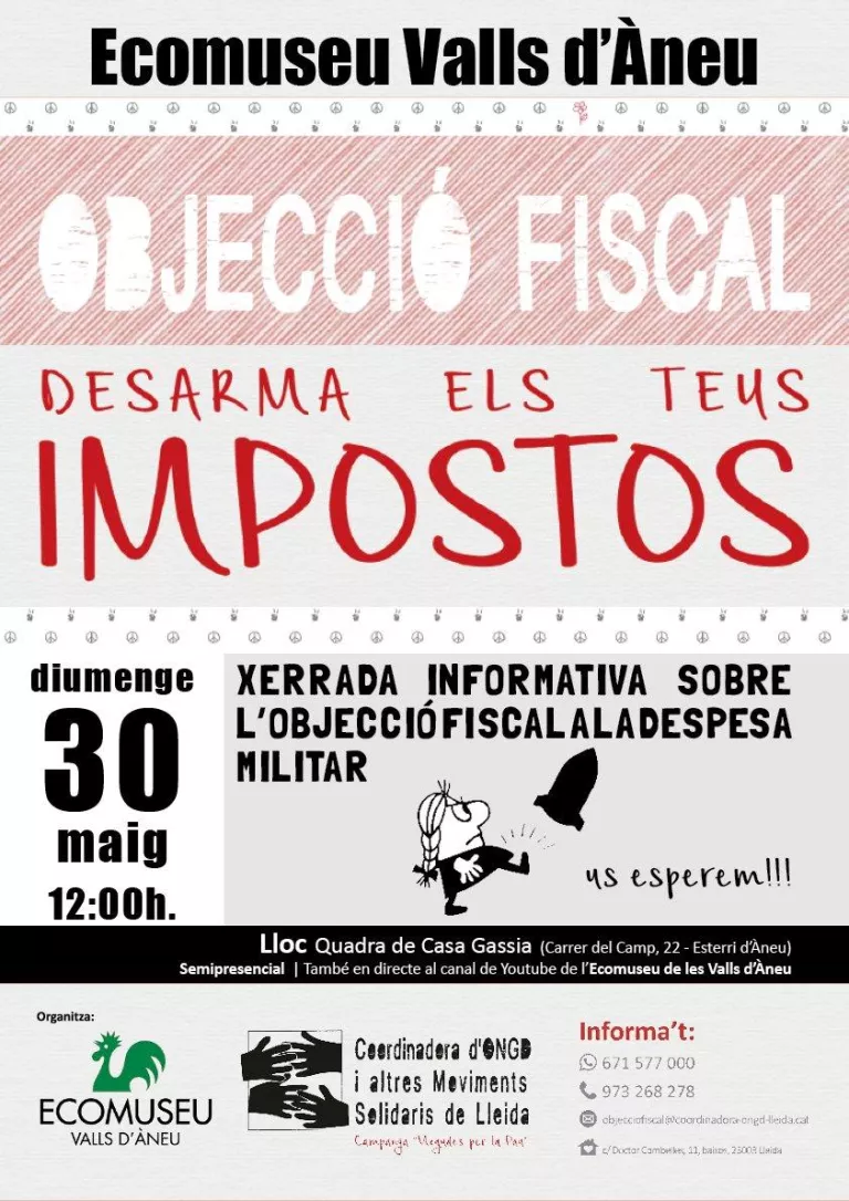 Xerrada Objecció Fiscal a la Despesa Militar Desarma els teus impostos Ecomuseu Valls d'Àneu