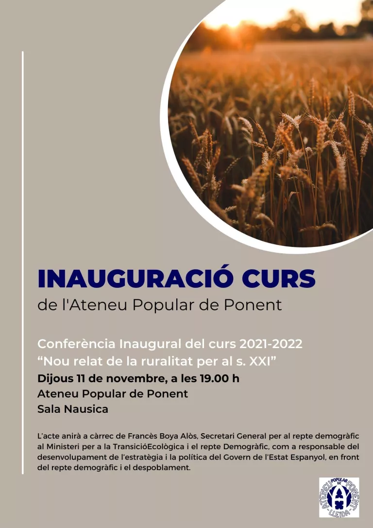Conferència i acte inauguració del curs Ateneu Popular Ponent