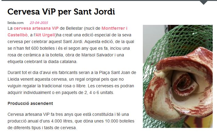 CERVESA VIP  per Sant Jordi