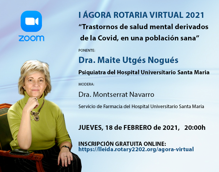 El Rotary Club de Lleida programa la I ÀGORA ROTÀRIA VIRTUAL 2021