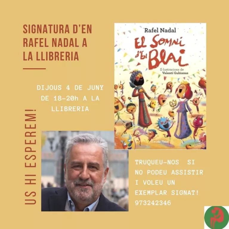 Signatura de llibres de l'escriptor Rafel Nadal