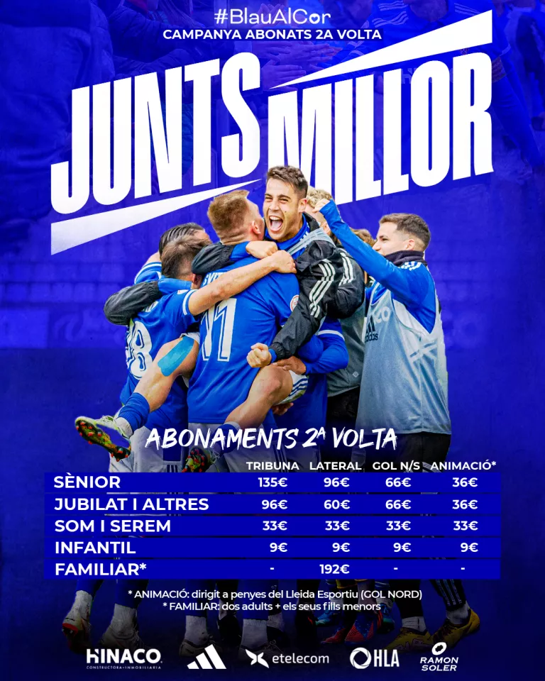‘Junts millor’ és el lema de la campanya d’abonaments de Segona Volta del Lleida Esportiu
