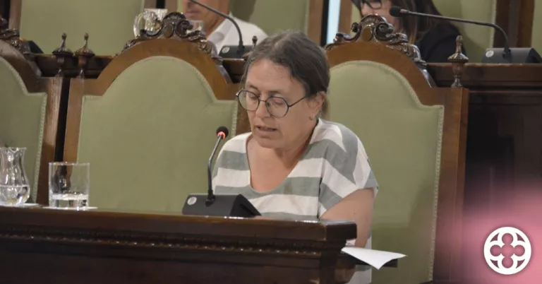 La regidora del comúdelleida, Laura Bergés durant el Ple ordinari d'aquest matí, del mes de maig  ©Comú de Lleida