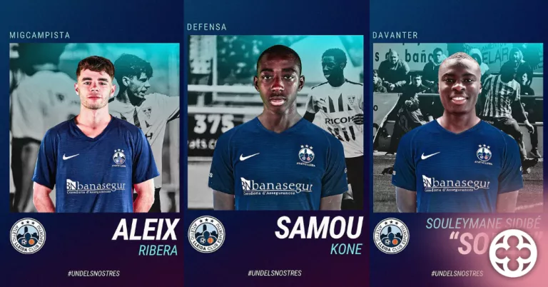 Aleix Ribera, Samou Kone i Souleymane Sidibé ©Atlètic Lleida