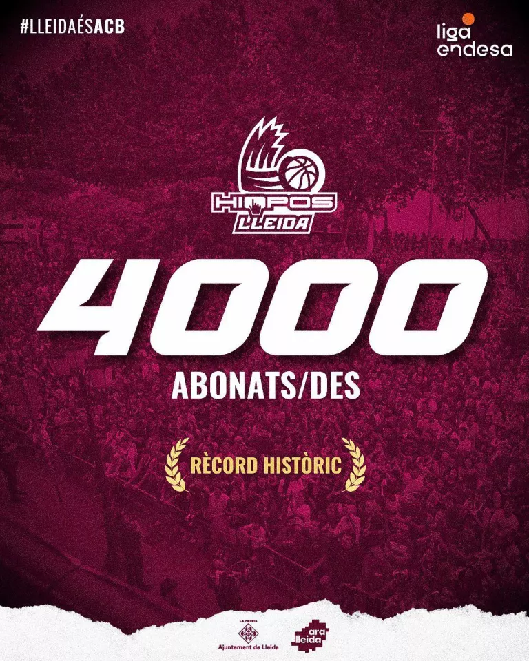 El Hiopos Lleida tanca la compra d'abonaments amb un rècord històric de 4.000 abonats i abonades