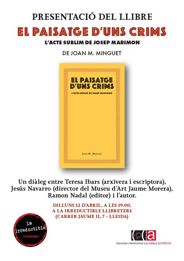 Presentació del llibre El paisatge d'uns crims, de Joan M. Minguet