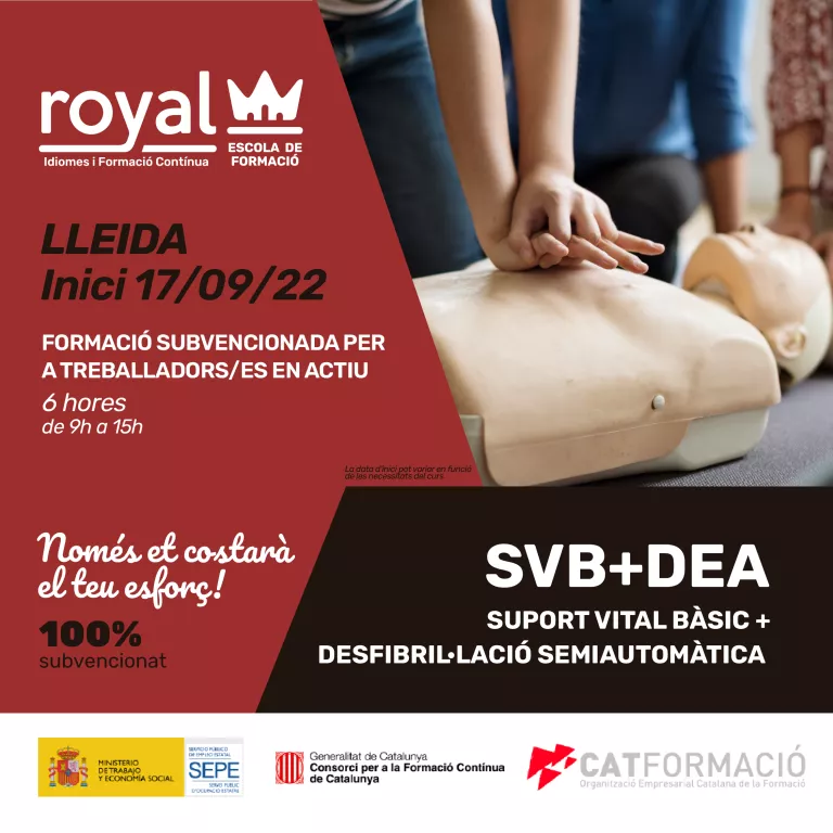 Certificat de Suport Vital Bàsic (SVB) + Desfibril·lador (DEA) 100% subvencionat