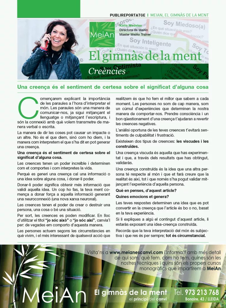 REPORTATGE A REVISTA MES SALUT (ABRIL 2014)