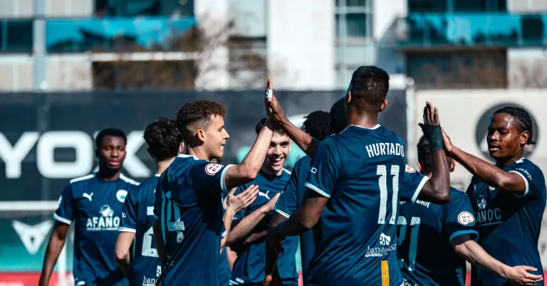 Els jugadors de l'Atlètic Lleida celebrant un dels gols ©Atlètic Lleida